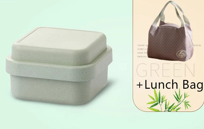 Green-bag Двухслойный Ланч-бокс из бамбукового волокна, многофункциональная креативная посуда, зеленые модные кухонные аксессуары, микроволновый Ланч-бокс - Цвет: Green-bag