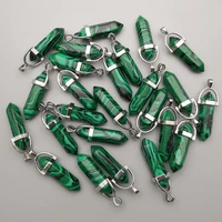 fashion malachite 24pcs synthesis stone crystal high quality pillar pendants necklaces for making jewelry charm free shipping