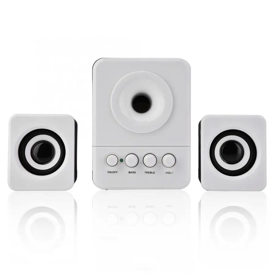 Белый SADA D-203 Mini USB 2,1 проводной комбинированный динамик бас музыкальный плеер сабвуфер для мобильного телефона ноутбука ПК - Цвет: Белый