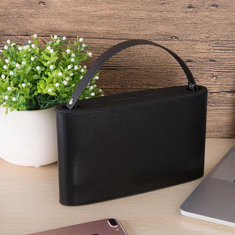 Съемная портативная беспроводная bluetooth колонка с ручкой из искусственной кожи 20