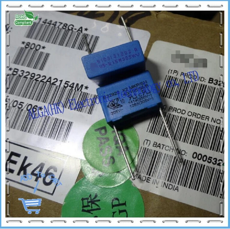 Защитный пленочный конденсатор B32922A2154M 0 15 мкФ 150 nf 154 305 vac X2|capacitor automotive|capacitor carfilm