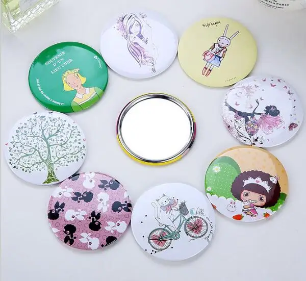 1 шт. круглое зеркало для макияжа с мультяшным рисунком портативные компактные