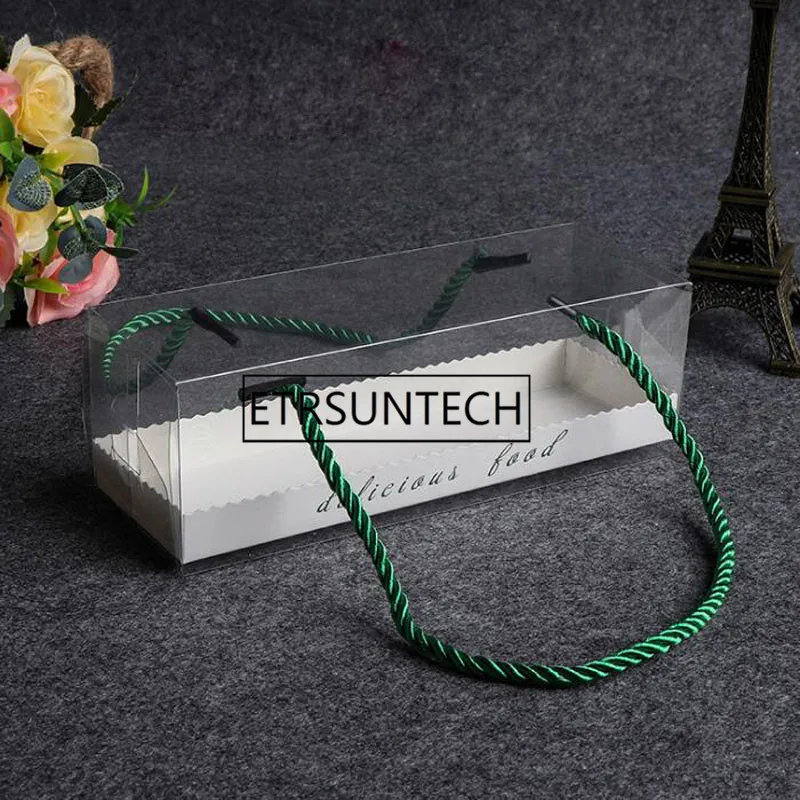 

200pcs Portable Transparent Clear Swiss Roll Cake Box Baking Packing Boxes Dessert Cookies Packaging Box
