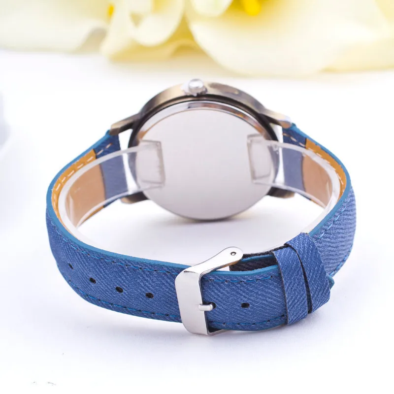 Модные глобальная карта мира самолет джинсовой ткани ремешок Часы повседневные