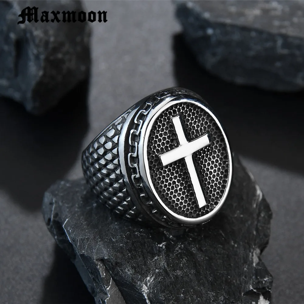 Maxmoon Knight Templar Crusaders логотип мужские кольца перстни крест титановая сталь