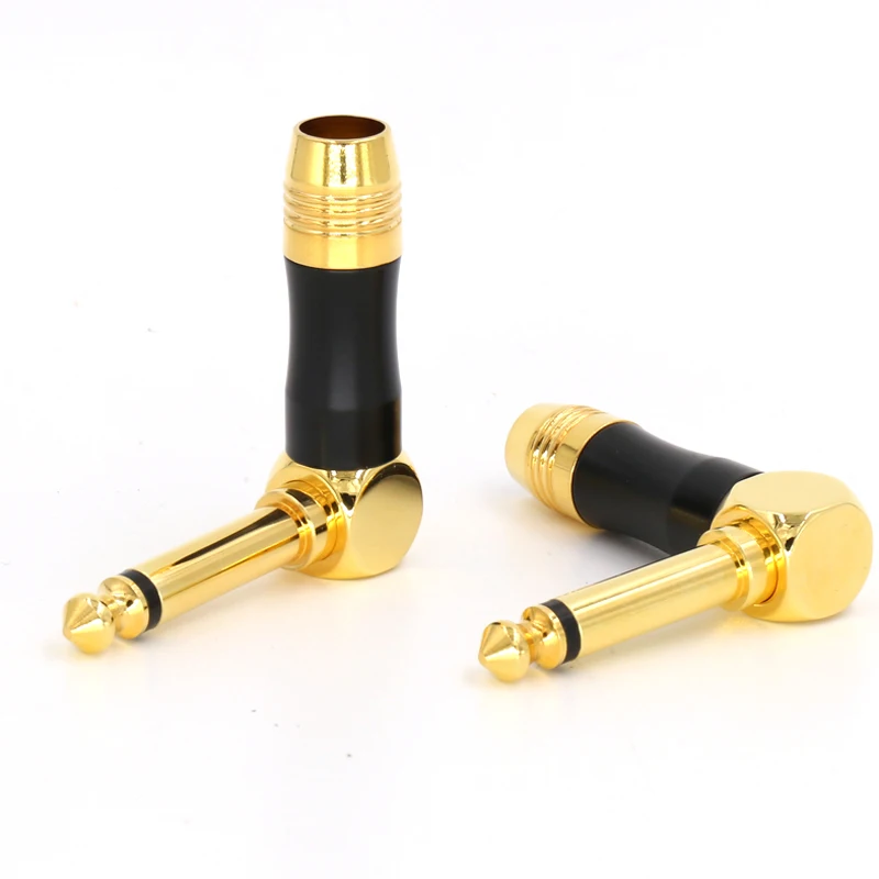 Бесплатная доставка 4 шт. двухполюсных разъема 6,35 мм с углом 90 градусов правый угловой мужской разъем для телефона аудио адаптер пайка соединитель.