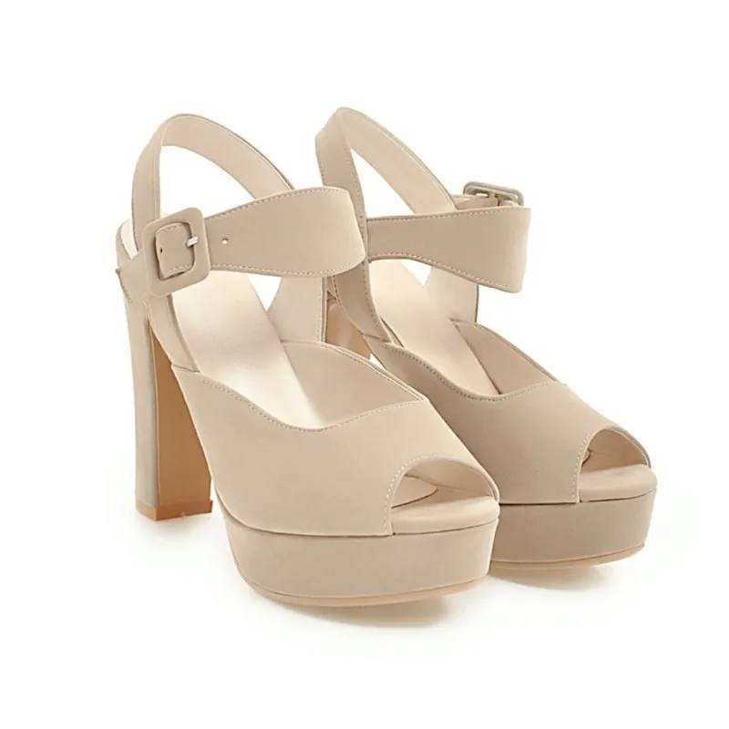 Женские босоножки на высоком каблуке 11 5 см из флока с открытым носком толстом