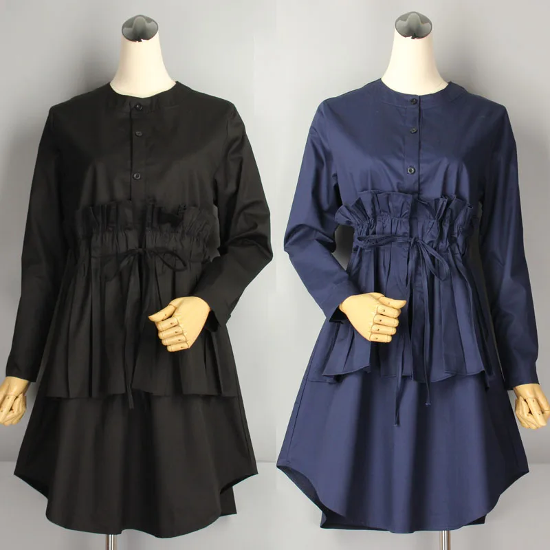 Рубашки корейские весенние новые рубашки средней длины свободные с круглым