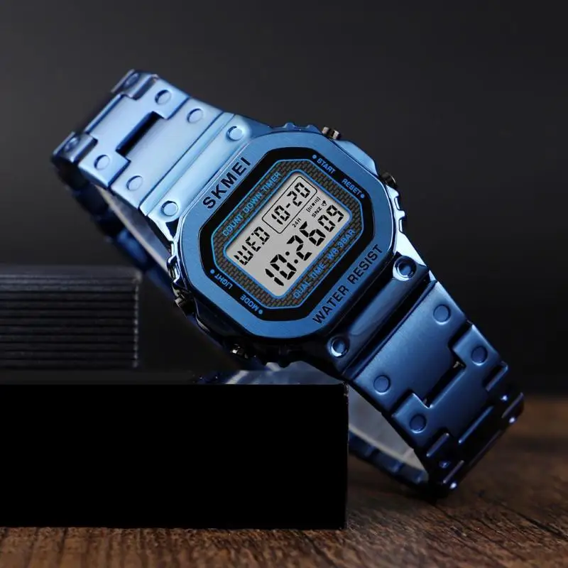 Простые модные водонепроницаемые цифровые часы, светящиеся электронные часы с зеркальной поверхностью, двойное время, женские спортивные наручные часы