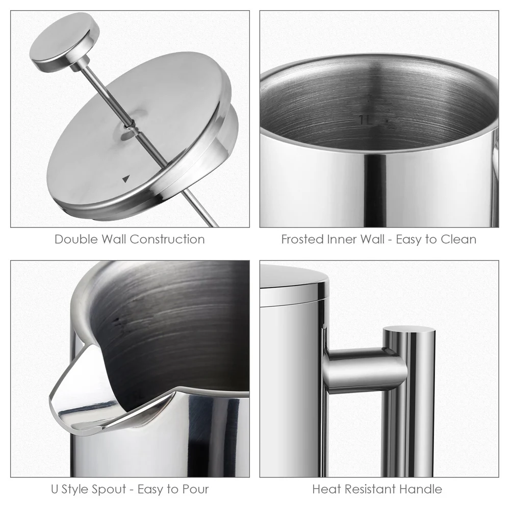 350 мл нержавеющая сталь двухслойная Изолированная кофеварка французский пресс