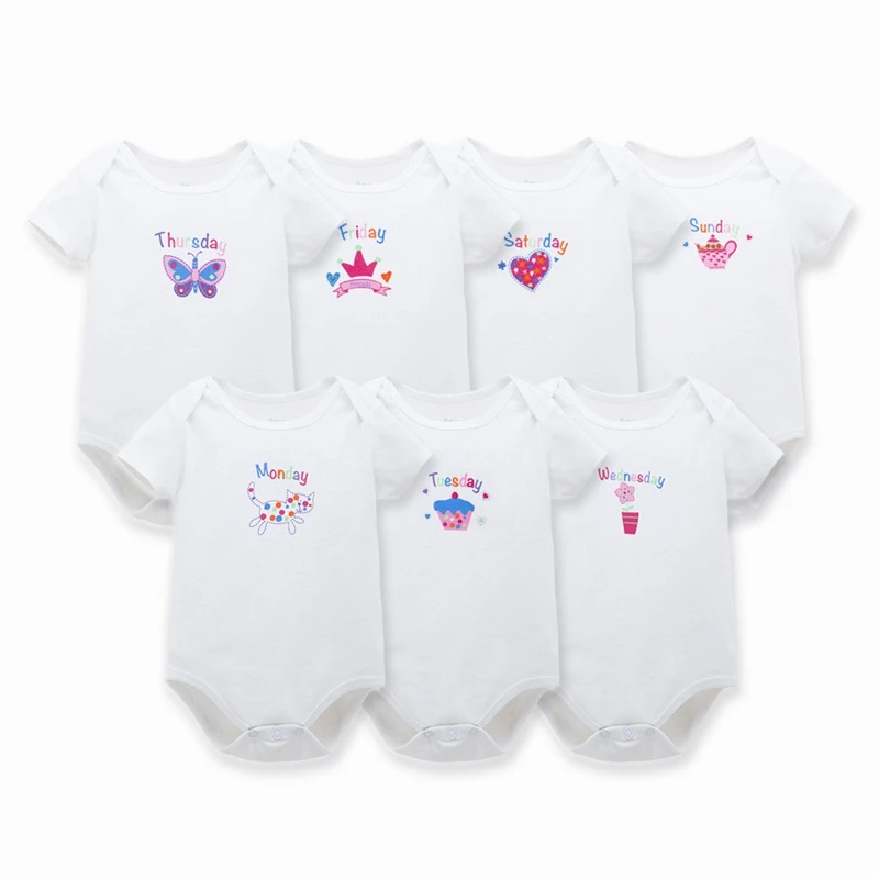 7 шт./лот хлопок для маленьких мальчиков девочек боди мягкая Спортивный костюм