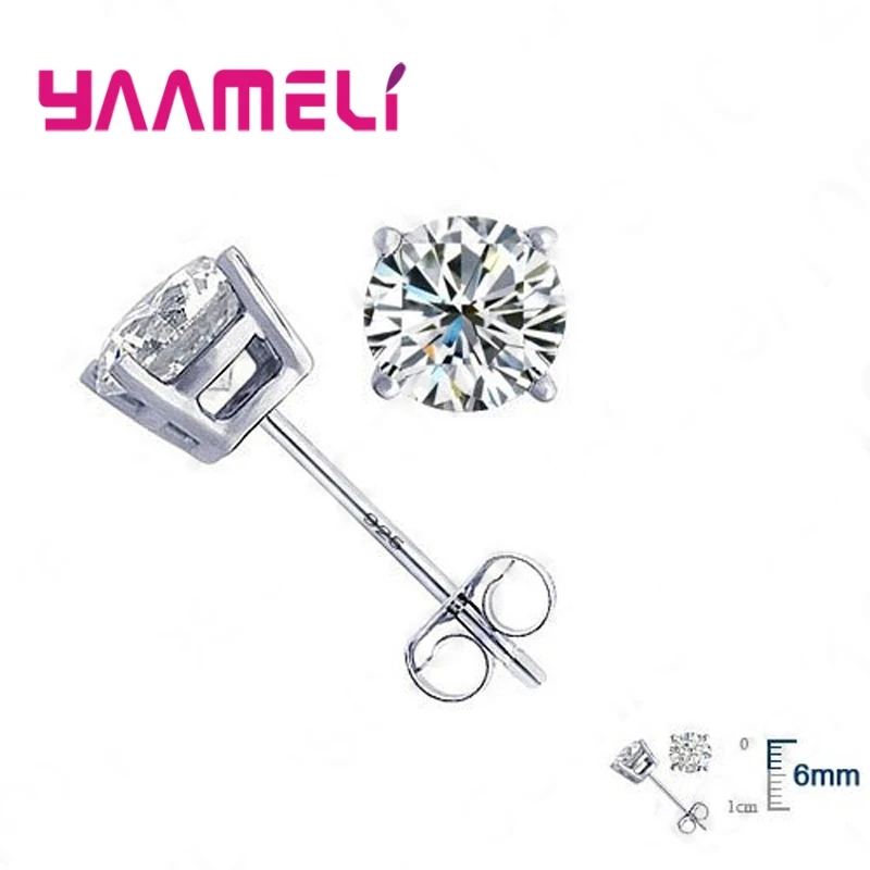 Серьги-гвоздики из серебра 925 пробы с фианитами | Украшения и аксессуары