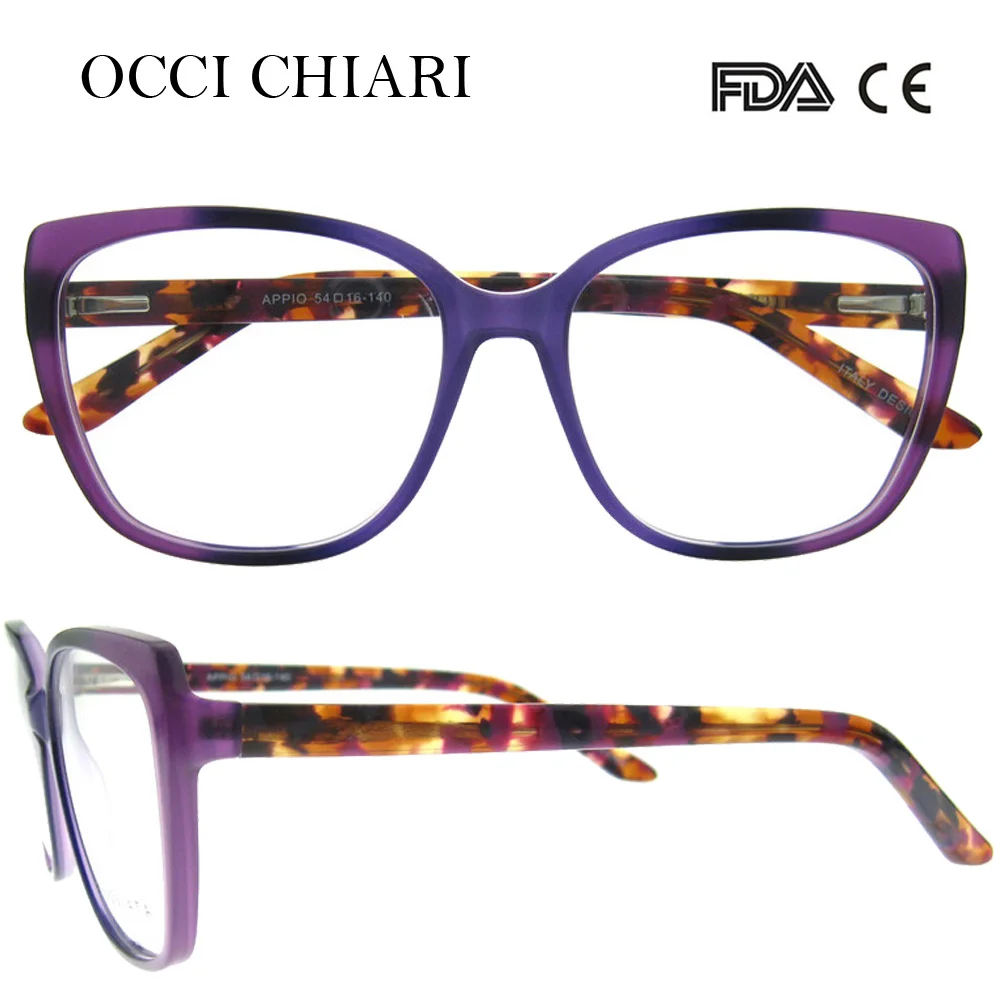 OCCI CHIARI новые модные итальянские дизайнерские ацетатные женские очки, оптические очки для больших глаз, модные оправы, очки W-CERINI - Цвет оправы: C2 purple