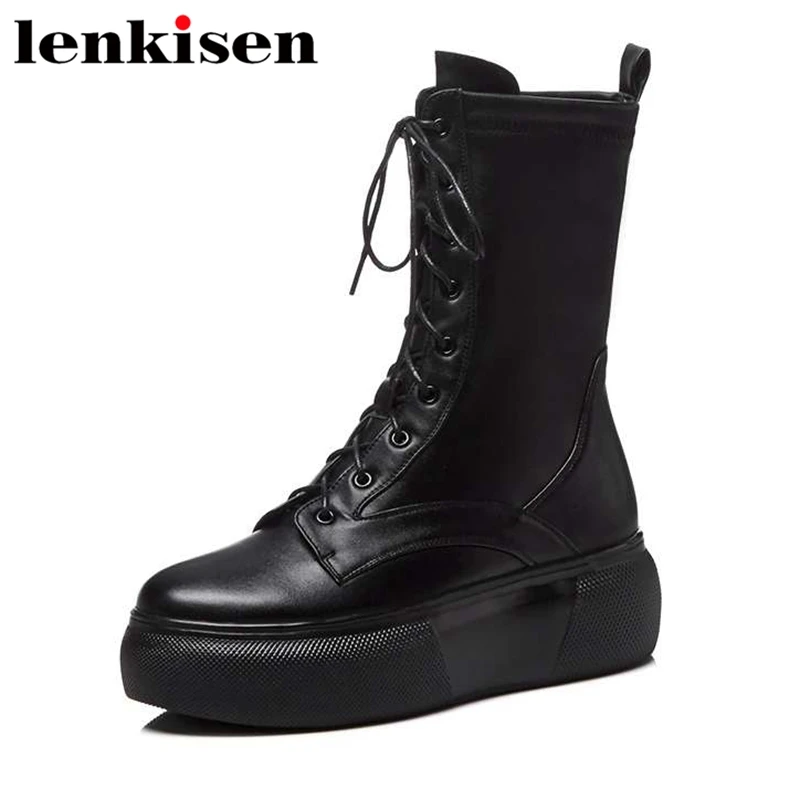 Красивые мотоциклетные сапоги Lenkisen для девочек с высокой подошвой круглым