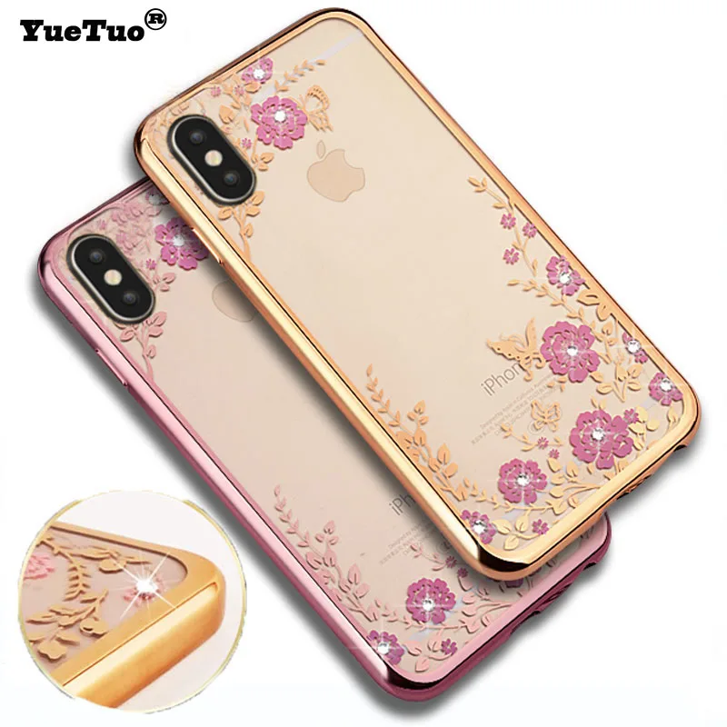 YueTuo силиконовый чехол для iphone x xs 11 pro max xr apple iphone11 Роскошный Розовый Золотой ТПУ