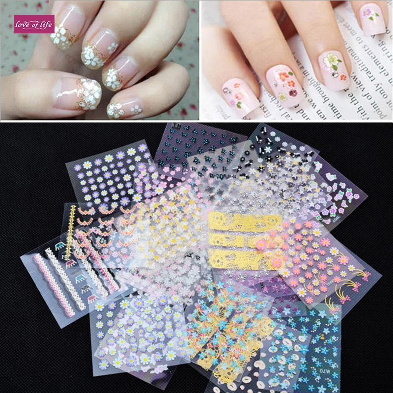 

50pcs/set 3D Nail Art Stickers Decal DIY Decoration Transfer Manicure Tips Random Pattern Fashion Accessories Decoration