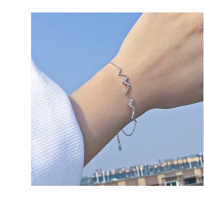 1 шт. чистого серебра Ретро волна мелко браслет просто личность | Украшения и