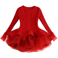 autumn winter baby girls warm knitted sweater party dresses princess tutu christmas dress for baby kid clothes children clothing