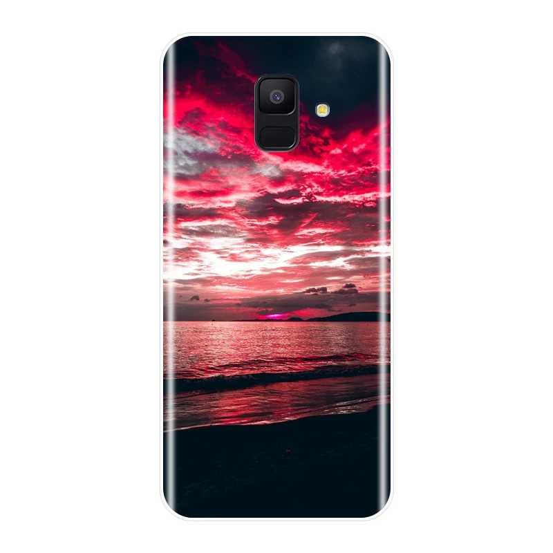 Задняя крышка для Samsung Galaxy A6 A8 Plus 2018 Мягкий силиконовый чехол с красным сердцем A7 A3