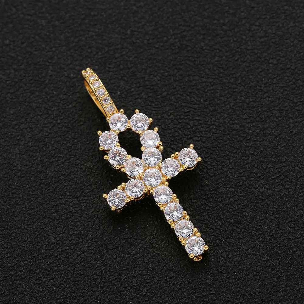 Мужская/wo Мужская хип-хоп со Льдом bling Ankh cross подвеска ожерелье с цирконом AAA высокое качество хип-хоп крест ожерелье ювелирные изделия Прямая