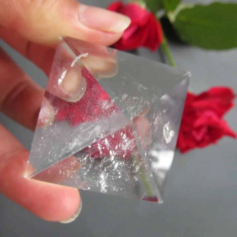 40*40mm Transparent Natural Clear Quartz Crystal pyramid Points Single Terminated Wand Polished Reiki Healing Specimen | Дом и сад