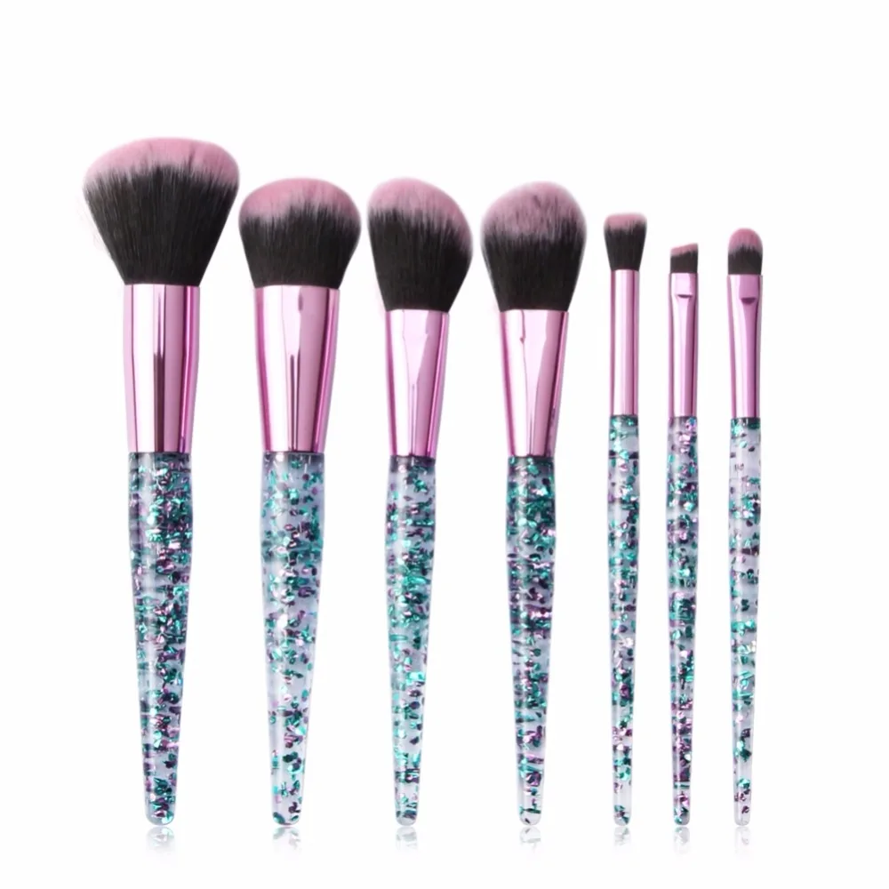 

7pcs Crystal Sequin Makeup Brush Set Loose Powder Foundation Blush Eyeshadow Eyebrow Lip Brushes Kit Cosmetic Tool
