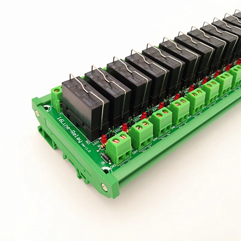 DIN рейку 16 каналов SPDT 16A релейный интерфейс модуль, OMRON G5RL-1-E 12VDC реле