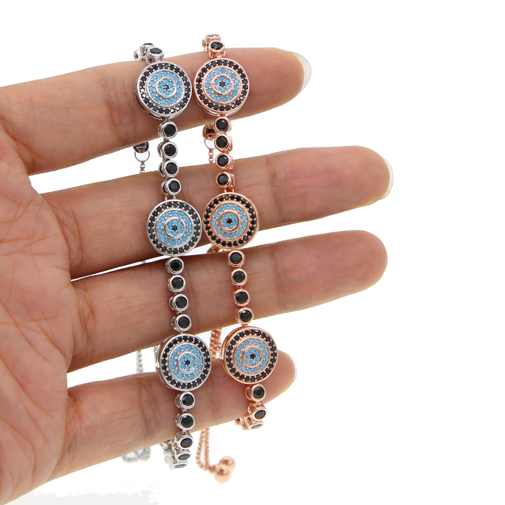 Женский теннисный браслет Pulseiras черный из бисера с цепочкой розового золота