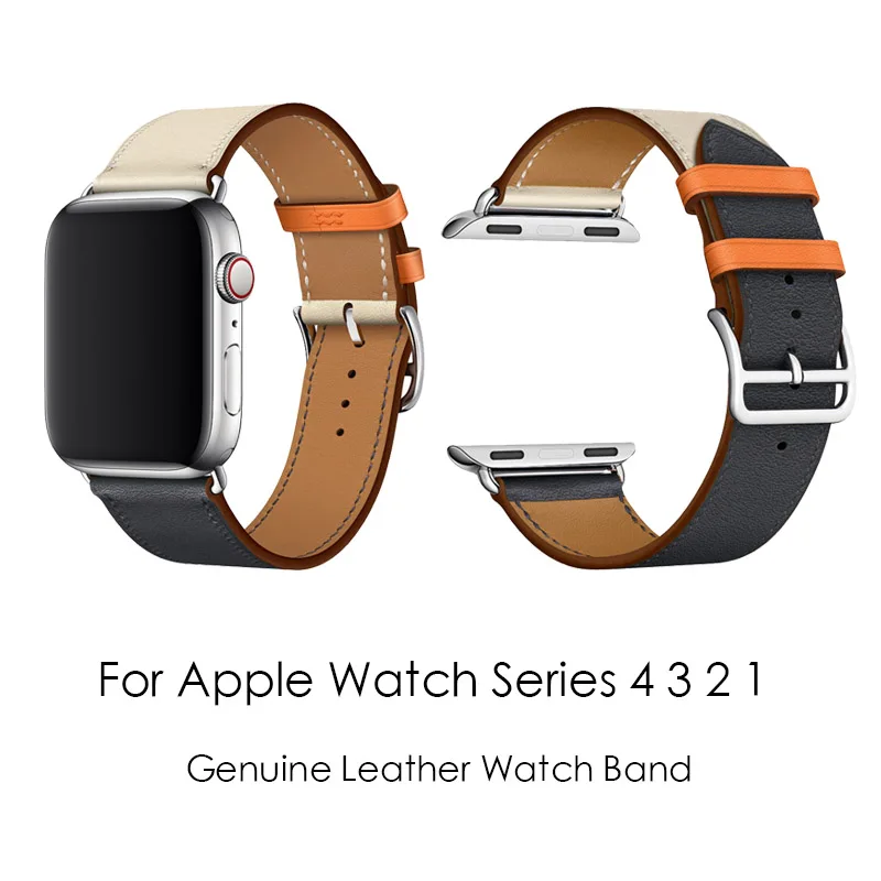 Ремешок для часов из натуральной кожи 38/42/40/44 мм цветной браслет Apple Watch Series 4 3 2