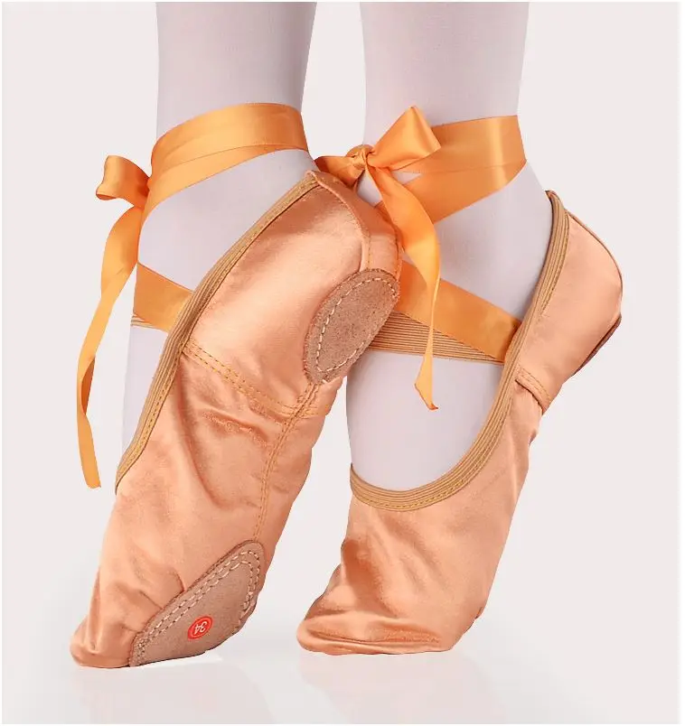 Детская танцевальная атласная обувь мягкие балетные туфли для девочек йоги