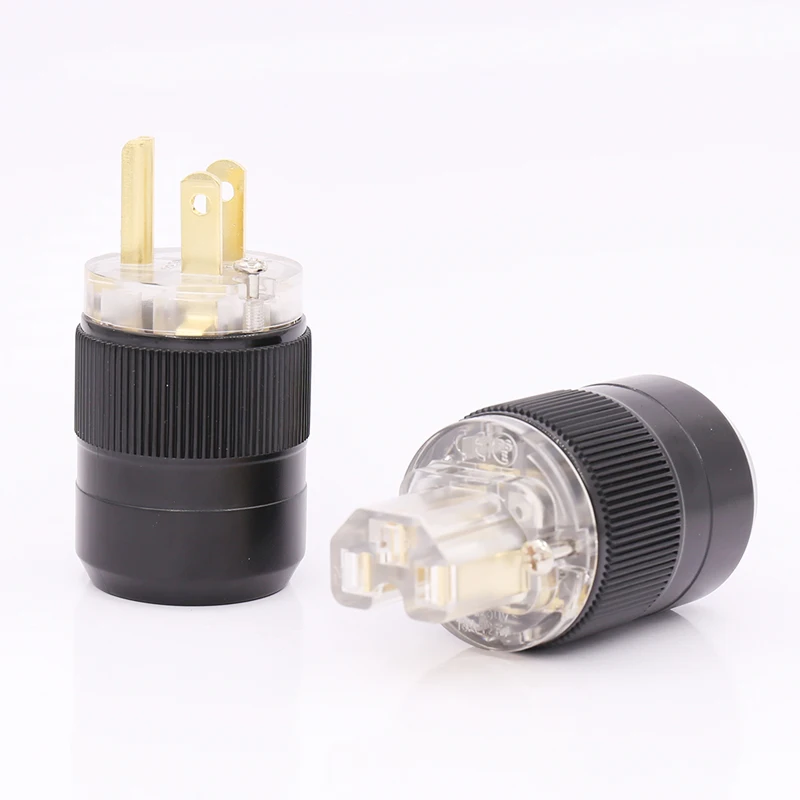 

one pair Gold Plated transparent US AC Power Plug hifi IEC Female Connector DIY Power cable