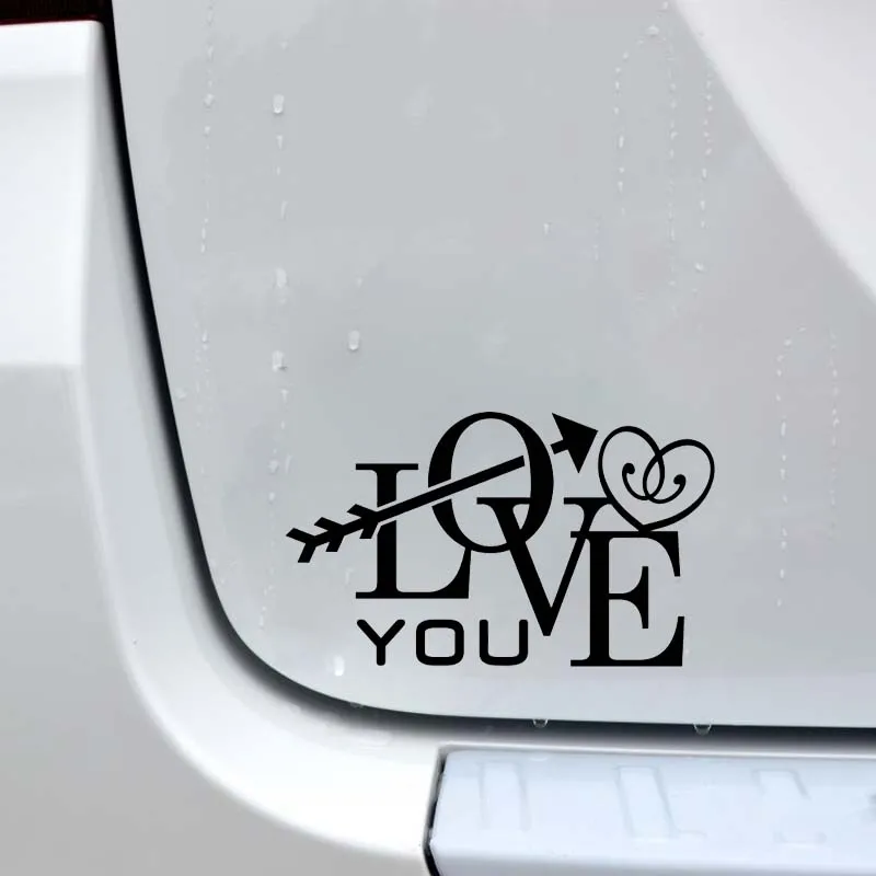 YJZT 15 см * 9 Виниловая наклейка автомобильная Love You Arrow And Heart черная/Серебристая