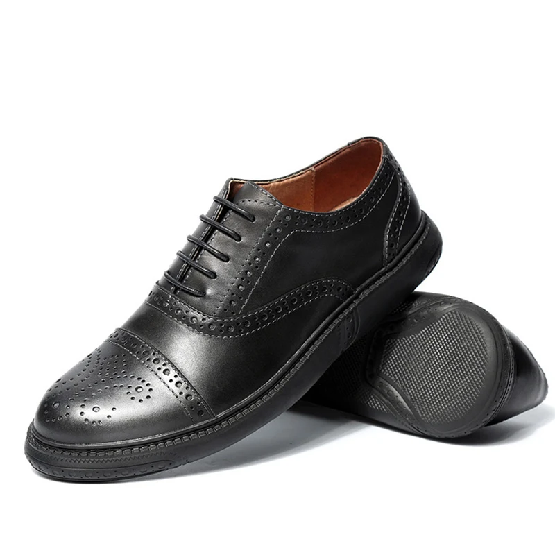 High-end Mens Retro Brogue Shoes Genuine Leather Round Toe Lace Up Craved Oxfords British Style Chukkas Men | Обувь