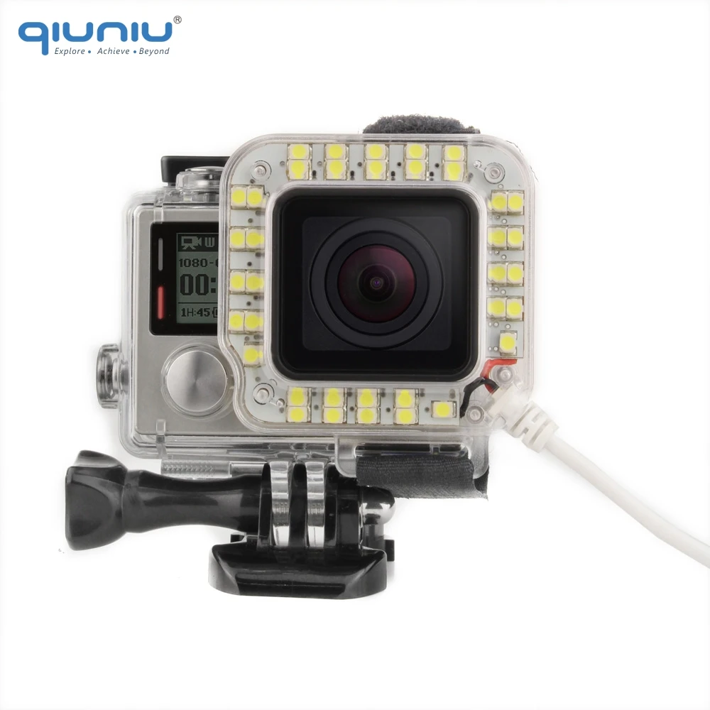 QIUNIU светодиодный светильник для GoPro Hero 4 корпус USB кабель светодиодный светильник для ночной съемки для Go Pro Hero 3+ 4 аксессуары для камеры
