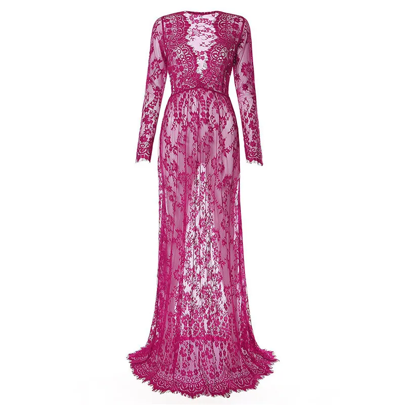 Летние Удобные кружевные платья для беременных платье с длинными рукавами