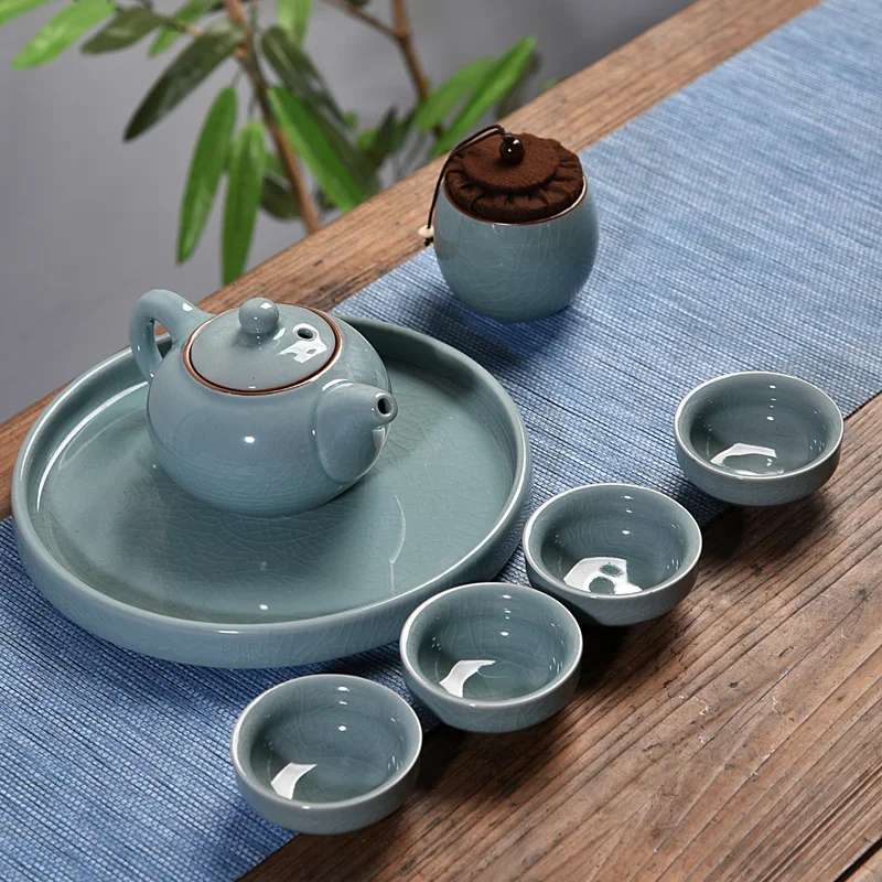 

8pcs Tea Tray Travel Bag The Ding Kiln Tea Sets Portable Travel Tea Set,quick Cup,teapot Kettle,gaiwan.kung Fu Tea Set