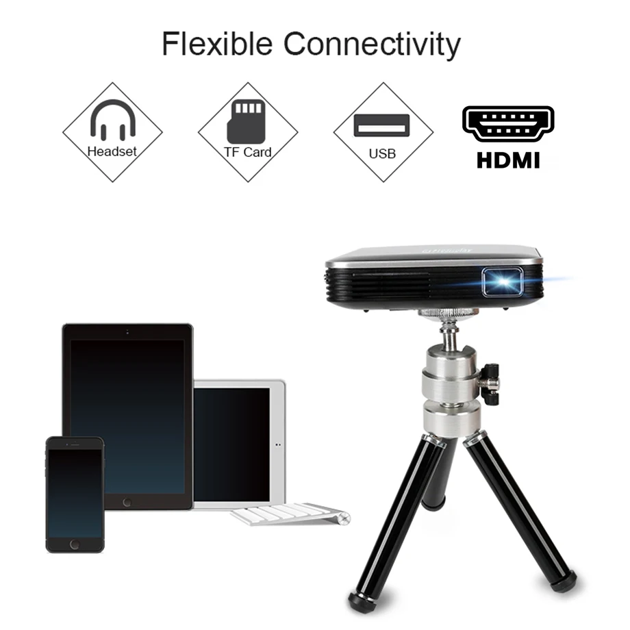 Smartldea DLP Мини Мобильный проектор с перезаряжаемой батареей, 200ansi HD карманный смарт-Проектор Телефон проводной синхронный дисплей