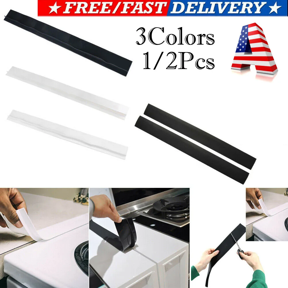 2Pcs Kitchen Silicone Stove Counter Gap Cover Easy Clean Heat-resistant Gap Filler Seals Spills Between Counter Tools