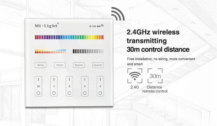Milight B0 B1 B2 B3 B4 B8 4-Zone 8 Zone 2,4 GHz беспроводная wifi Сенсорная панель диммер/RGBW/RGB+ CCT светодиодный умный пульт дистанционного управления