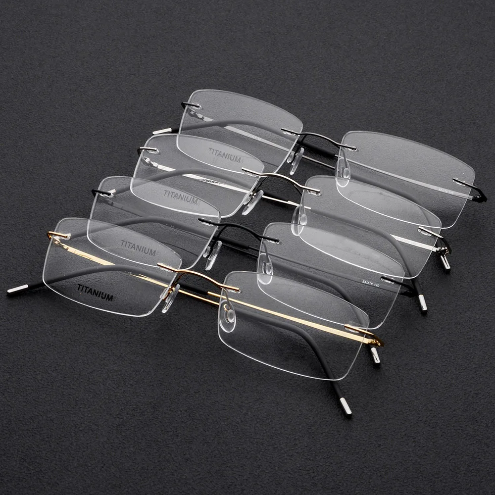 

konichenr Titanium Alloy Titanium Square Rimless Glasses Men Ultralight Myopia Eyeglasses Optical Frames Women Eyewear