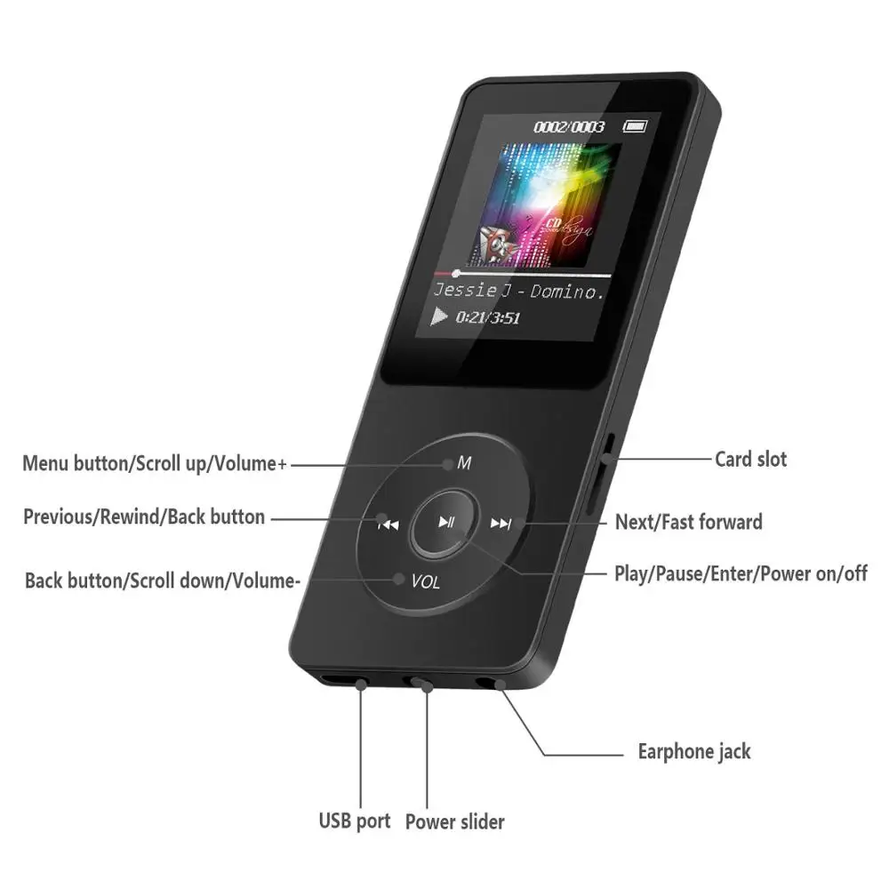 WiHoo 16G MP3 плеер без потерь Звук Музыкальный с FM радио видео проигрыватель