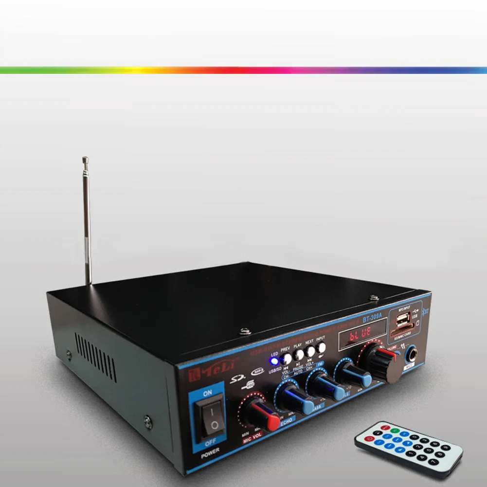 Стерео усилитель звука bluetooth дистанционный пульт с lcd Дисплей dj микшер U диск сабвуфер профессиональный микрофон входы Беспроводной мини