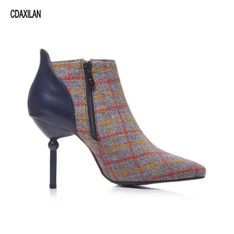

CDAXILAN new arrivals boots women pointed toe shoes sexy high heel ankle boots ladies motorcycle boots spring autumn fashion