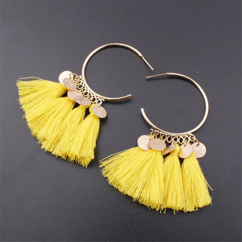 SexeMara винтажные этнические богемные Висячие болтающиеся длинные веревки бахрома