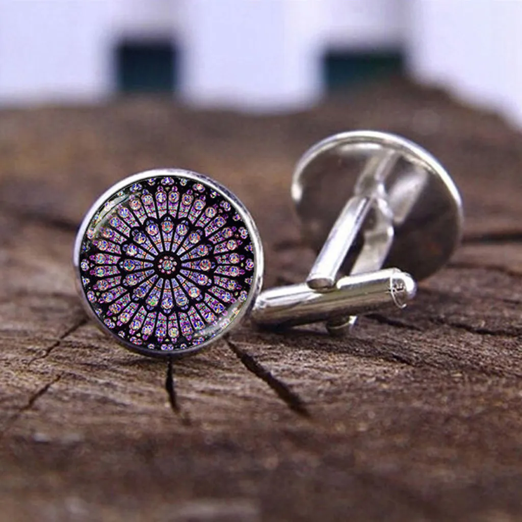 Запонки Нотр-Дам с драгоценными камнями Европейская и американская мода