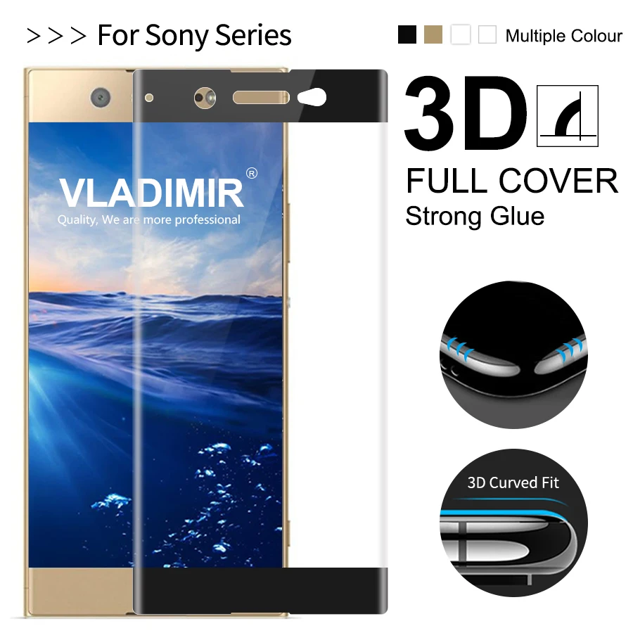 Владимир 3D Изогнутые полное покрытие закаленное стекло экран протектор для Sony