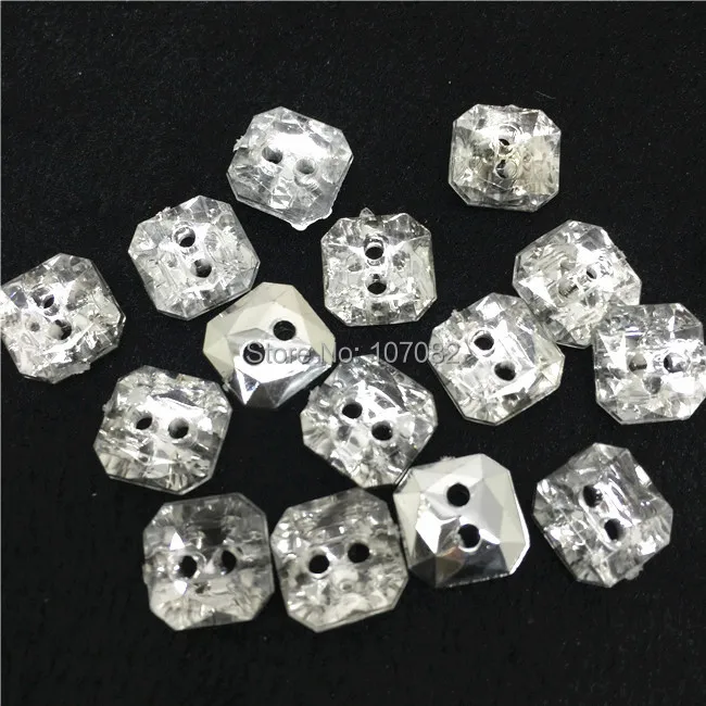 

1000pcs 10mm Acrylic Square Buttons Clear Crystal Shiny Sewing Shirt Scrapbooking Garment Accessories Wedding Decorations