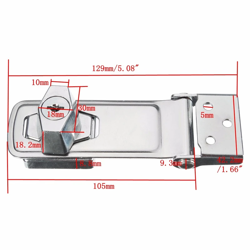 Самоблокирующийся замок MTSPACE 75 мм/105 мм из нержавеющей стали навесной для навеса