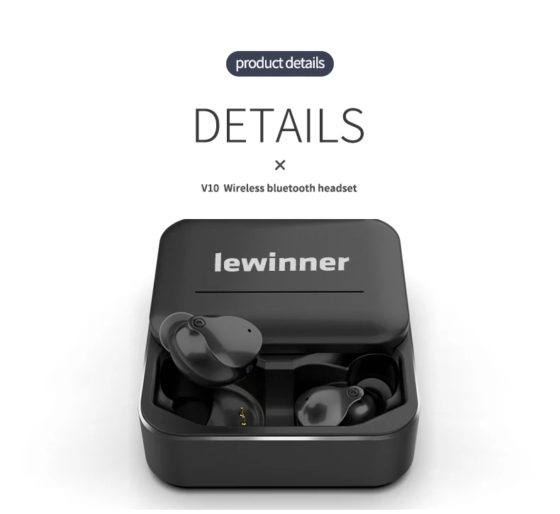 Lewinner V10 беспроводные TWS Bluetooth 5,0 наушники 3D стерео HiFi спортивные наушники Музыкальная гарнитура с зарядным устройством