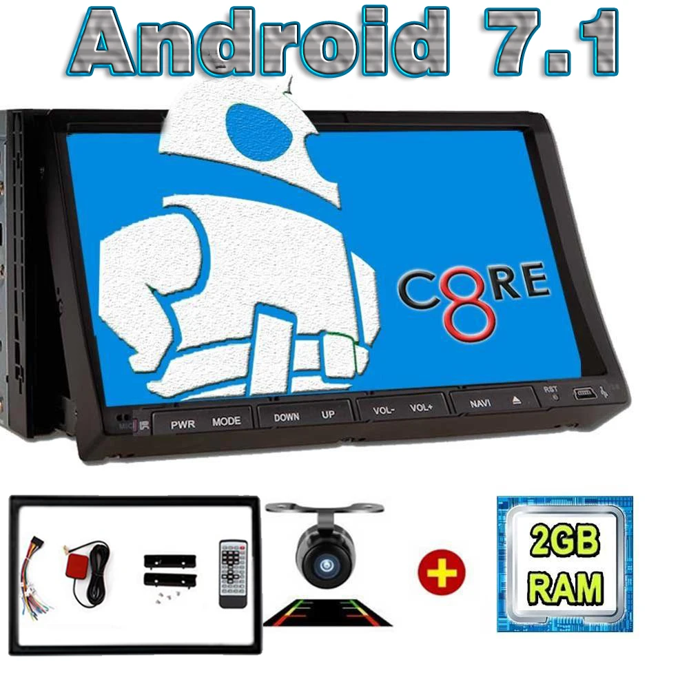 Android 7 1 автомобильный стерео 2 Din Автомобильный gps dvd плеер Радио сенсорный экран